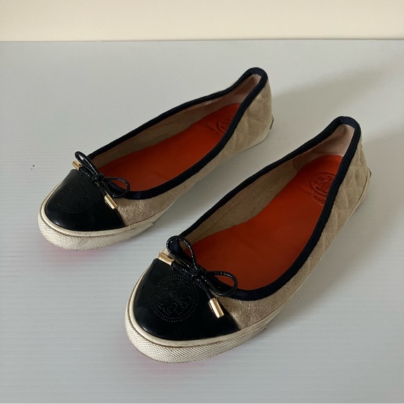 Tory Burch Shoes - Tory Burch Skylar Quilted Linen Navy Blue Sneakers size 8